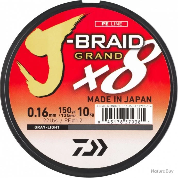 J-Braid Grand X8 135 M Gris Daiwa 24/100 / #3 / 22 Kg / 49 Lb 3 J-Braid Grand X8 135 M Gris Daiwa 24/100 / #3 / 22 Kg / 49 Lb