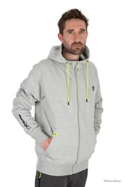 SWEAT MATRIX BLACK EDITION FULL ZIP HOODY GRIS CLAIR/LIME L