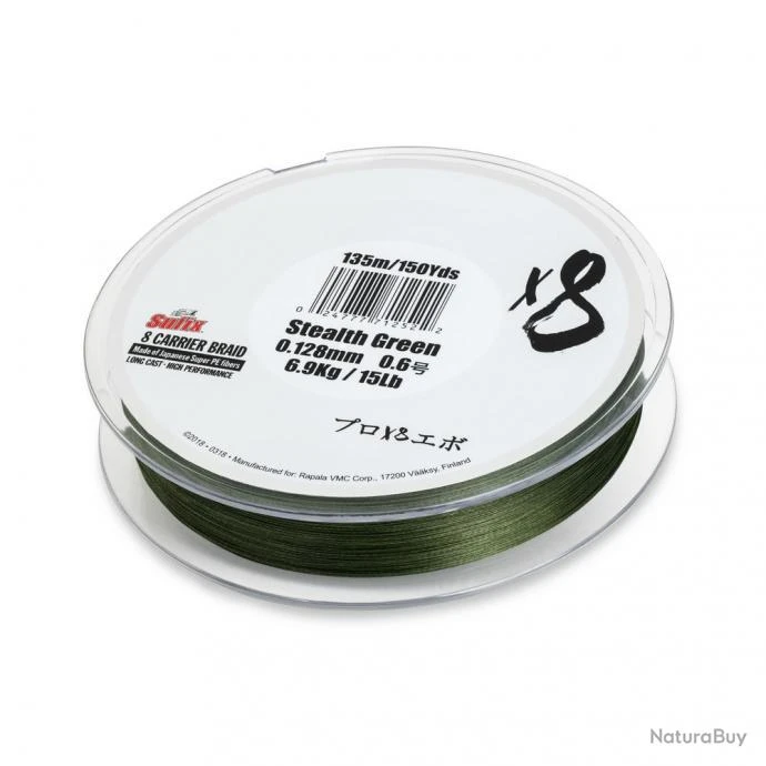 Tresse Sufix X8 Braid Stealth Green 150m Ø 14,8/100 3 Tresse Sufix X8 Braid Stealth Green 150m Ø 14,8/100