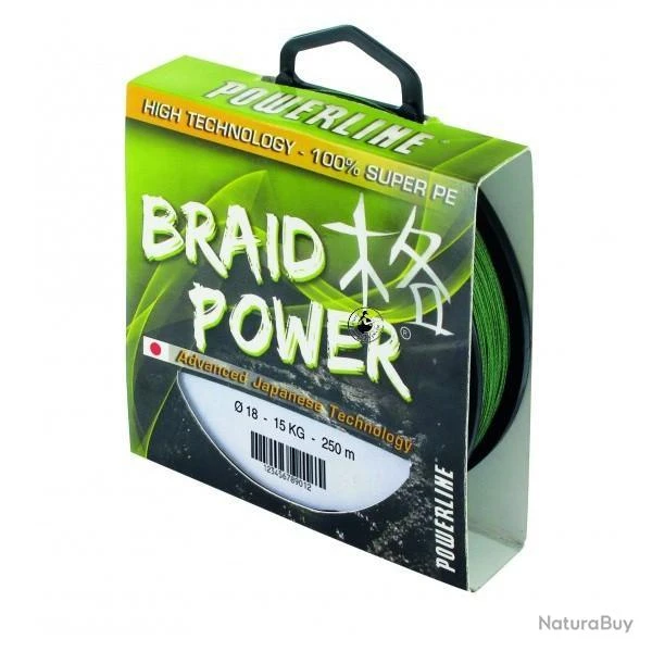 Tresse Powerline Braid Power 130m Vert 25/100 3 Tresse Powerline Braid Power 130m Vert 25/100