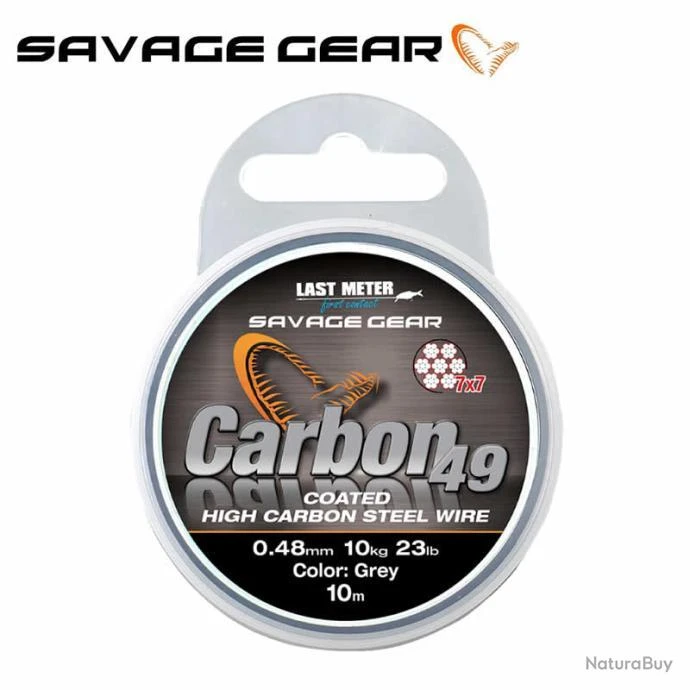 Bas De Ligne Tresse Acier Carbon49 Steelwire 10M Savage Gear Coated Grey 50lbs 4 Bas De Ligne Tresse Acier Carbon49 Steelwire 10M Savage Gear Coated Grey 50lbs – Image 2