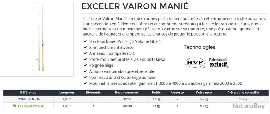 Exceler 3 M 5-28 G Canne Vairon Manié Daiwa 4 Exceler 3 M 5-28 G Canne Vairon Manié Daiwa – Image 2