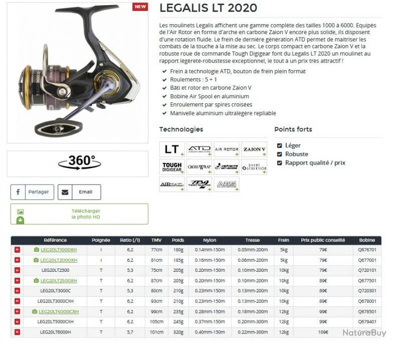 Legalis LT 2020 2500 XH Moulinet Spinning Daiwa 4 Legalis LT 2020 2500 XH Moulinet Spinning Daiwa – Image 2