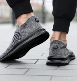 Basket Légère Et Respirante Sans Lacets FACTORY Grise Et Noir -Pêche Soldes Magasin 00003 Basket legere et respirante sans lacets FACTORY grise et noir