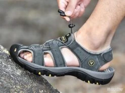 Sandale En Cuir Haute Qualité Du 38 Au 47 Grise -Pêche Soldes Magasin 00003 Sandale en cuir haute qualite du 38 au 47 grise