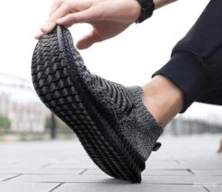 Basket Légère Et Respirante Sans Lacets FACTORY Grise Et Noir -Pêche Soldes Magasin 00004 Basket legere et respirante sans lacets FACTORY grise et noir