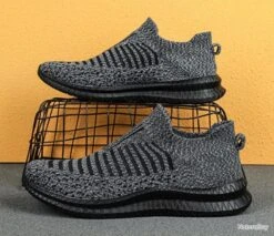 Basket Légère Et Respirante Sans Lacets FACTORY Grise Et Noir -Pêche Soldes Magasin 00008 Basket legere et respirante sans lacets FACTORY grise et noir